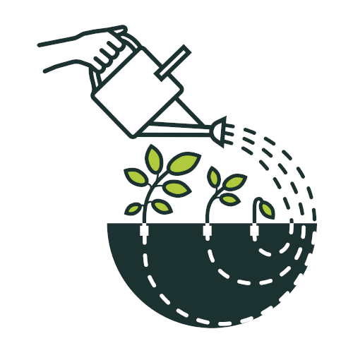 Hand watering small plants doodle